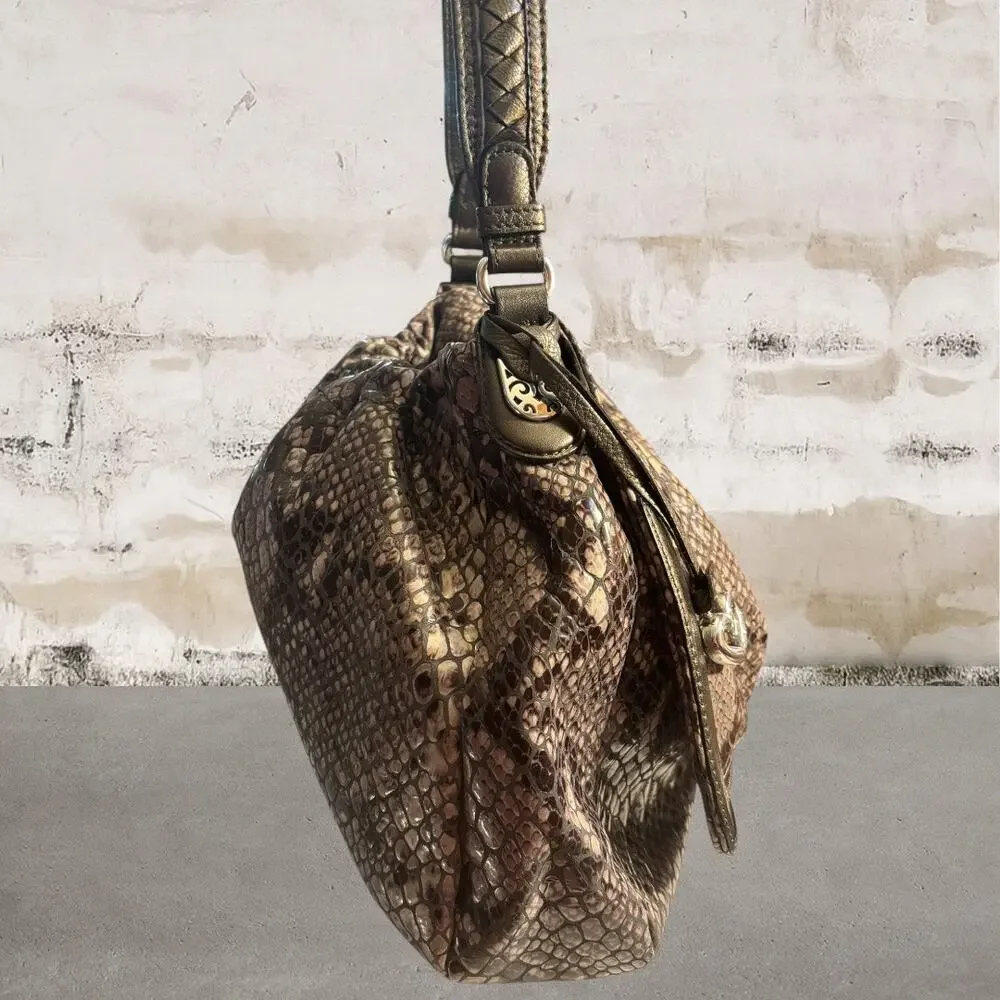 Brighton Peuter Snake Print Hobo Shoulder Bag with Dust Bag